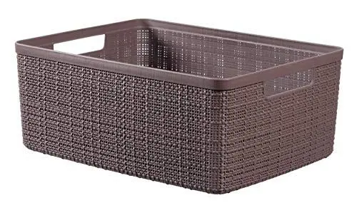 Produktbild: Curver Jutekorb aus 100 % recyceltem Kunststoff Rechteckig, Pfeffer, M: 12 l
