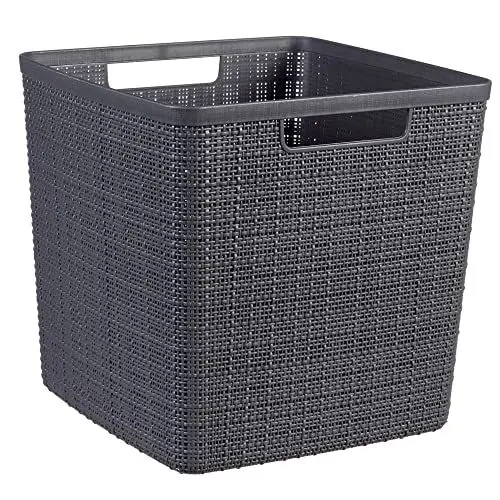 Produktbild: Curver Jutekorb aus 100 % recyceltem Kunststoff, quadratisch, dunkelgrau, L: 17 l