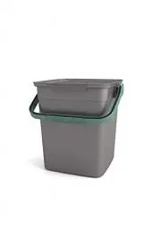 Produktbild: Curver Kis Smart Bio Komposteimer 9L mit Deckel und Henkel, grau/grün, 25.5 x 23 x 25 cm