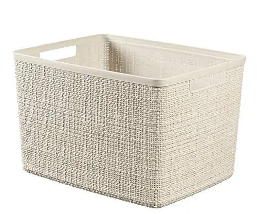 Produktbild: Curver Korb Jute 100% Kunststoff Recycelt Rechteckig, Weiß Rot, L: 20 l