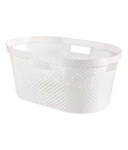 Produktbild: Curver Wäschekorb Infinity mit Punktmuster 39l weiß, Plastik, 35 x 25 x 10 cm