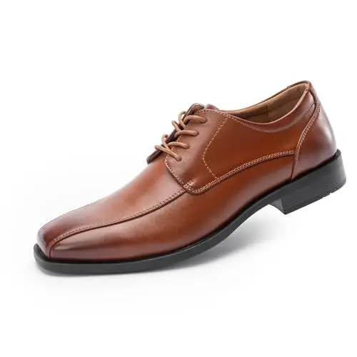 Produktbild: Cusolemore Herren Anzugschuhe Klassische Schnürhalbschuhe Oxfords, Quadratische Zehe, Stofffutter, Fersenpolster Design Brown 48