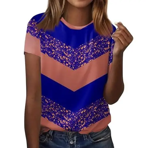 Produktbild: Cute Clothes Tshirt Damen Oversize Basic Top Viskose Shirt Bunt Shirt Häkeloberteile Damen Sommer Blumen Shirt Damen Damen Oberteile Sommer Modische Oberteile Damen Tshirt Türkis XL