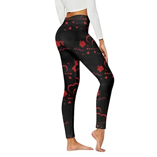 Produktbild: CUTeFiorino Adventskalender Für Jugendliche Lässige Modehosen für Damen mit Herzdruck und Sportleggings Kunstlederhose (M, XL)