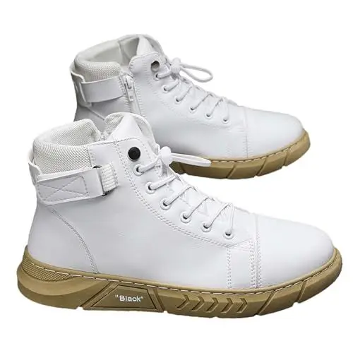 Produktbild: CUTeFiorino Herren Schuhe Boots 42 Hersteller All Black High Top-Sneakers aus synthetischem PU- und Freizeitschuhen für Herren Übergrößen Herren Schuhe (White, 48)