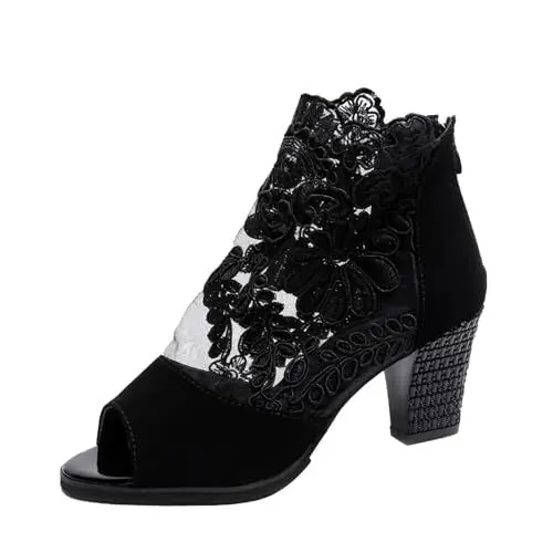 Produktbild: CUTeFiorino Minimalistische Stiefel mit seitlichem Reißverschluss für Damen, Stiefeletten, Kurze Stiefel, Einzelschuhe für Damen, Freizeitschuhe Damen Wasserdicht Gefüttert (Black, 38)
