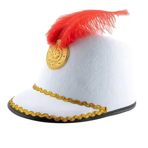 Produktbild: Cowboy Anzug Herren Hat With Feather Hat Cos Honor Guard Hat Drum High Top Honor Cap Cowboy Mit Holster (White, One Size)