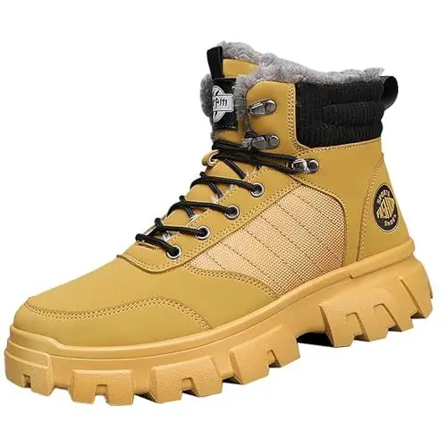 Produktbild: CUTeFiorino Schuhe Herren 2 Padded Cotton Shoes High Top Thick Bottom Outside Wear Warm Snow Boots Models Retro Men's Boots Basketball Schuhe Herren (Yellow, 39)