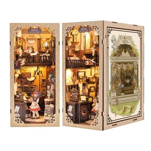 Produktbild: Cutefun Book Nook Kit,Puppenhaus,DIY Miniatur Haus Book Nook,Häuser Modellbausätze mit LED Leuchten und Einsteckbar Staubschutzplatte,Modellbau Kit für Erwachsene,Grandfather's Antiques Store
