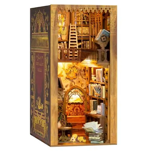 Produktbild: Cutefun Book Nook Puppenhaus Kit,DIY Miniatur Puppenhaus Bücherecke Bibliothek Häuser Modellbausätze mit LED Leuchten Bücherregal Dekor,Eternal Bookstore(YS05)