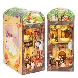 Produktbild: Cutefun DIY Book Nook Kit, DIY Miniatur Puppenhaus Kit, Bücherecke, Bookshelf Decor, DIY Miniatur Dollhouse Haus Modellbausätze mit LED Leuchten und Einsteckbar Staubschutzplatte,Mole's Apartment