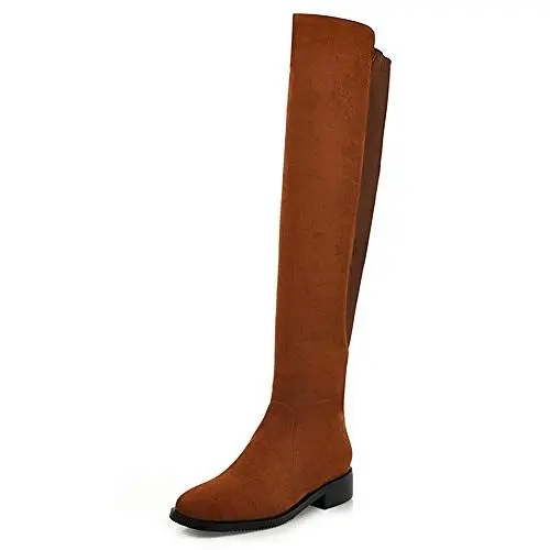 Produktbild: CUTEHEELS Damen Gemütlich Knie Hoch Flach Stiefel (Braun, 42 EU)