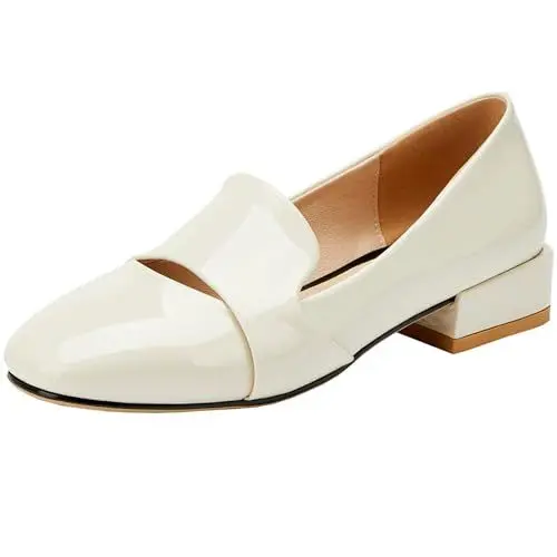 Produktbild: CUTEHEELS Damen Komfort-Slip-On-Pumps mit Niedrigen, Klobigen Absätzen (Beige, 43)
