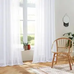 Produktbild: CUTEWIND Gardinen mit Ösen Weiß, Wohnzimmer Gardinen Modern 2er Set, Vorhang Transparent 175 cm Lang, Vorhänge Schlafzimmer Weiss 140 cm Breit, Ösenvorhänge Gardinen Schals Fenster Gardine