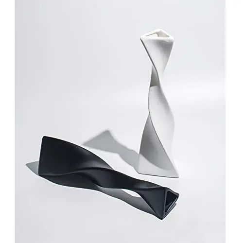 Produktbild: Cutfouwe Schwarze/Weiße Vase-Große Bodenvase-2er Set Moderne Keramik Vase für Pampasgrasfür Wohnzimmer, Küche, Tisch, Hochzeit oder als Geschenk, Höhe 40 cm,Vasen Set