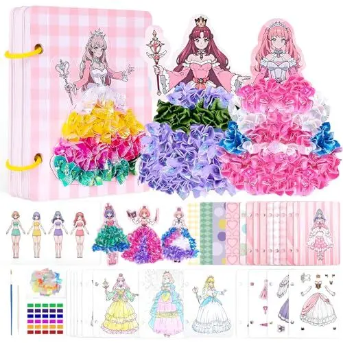 Produktbild: CutteeyFyry 4-in-1 Stech- und Stücke Bastelset für Kinder, Punktionsmalerei Mit Wasserfarben-Set, Stickern, Stechen, Kunsthandwerk für Mädchen, DIY-Bastelset für 3-9 Jahre