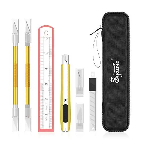 Produktbild: Cutter,Bastelmesser Geeignet Für Kunst,Hobby,Sammelalbum Und Skulptur Usw.,Cutter Set Enthält 2 Präzisionsmesser und 1 Schneidemesser, 30 Ersatzklingen, EVA-Aufbewahrungsbox, Lineal, Poliertuch