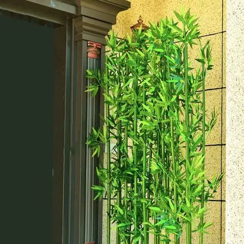 Produktbild: CUXAHO Kunstpflanze Bambus Groß Balkon Sichtschutz Wetterfest Kunstbaum Bambusbaum Sichtschutzmatte Sichtschutzzaun Sonnenschutz Gartenzaun Garten Terrasse,10 Stück(100cm/3.3ft)