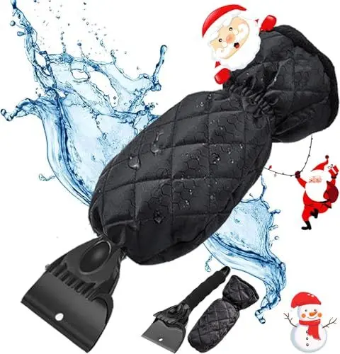 Produktbild: Cveenk Eiskratzer Auto mit Handschuh - Profi Scheibenkratzer mit Eisbrecher - Wasserfest Handschuh mit Velours Gefüttert & Schneekratzer mit rutschfestem Griff - Top Effizienz mit 100% Komfort