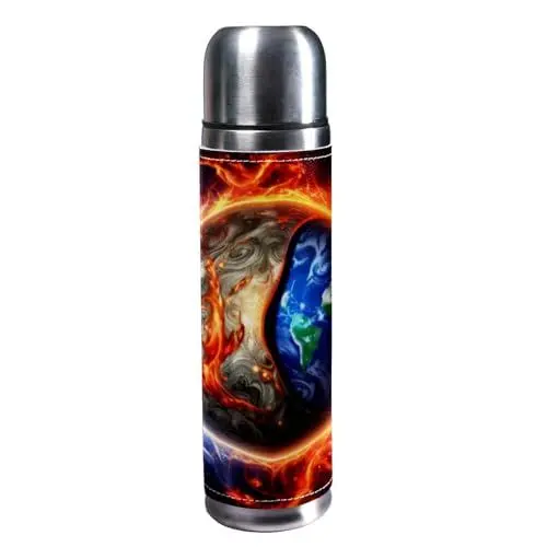 Produktbild: CWAGFEQZ 1-Pc Kaffeebecher 500ml,Edelstahl-Reisebecher für Tee und Getränke,3D Yin Yang Klatsch Sonne Erde