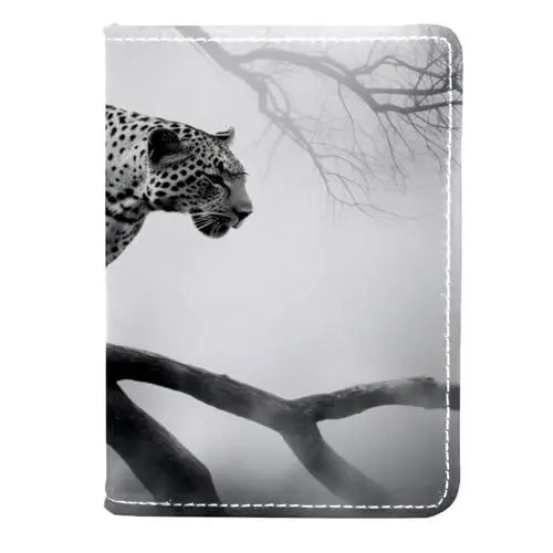 Produktbild: CWAGFEQZ Reisepasshülle,Reisebrieftasche,Reisepasshülle mit Impfkartenschlitz,Schwarzgrauer Nebelleopard