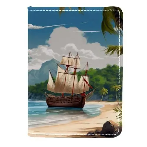 Produktbild: CWAGFEQZ Reisepasshülle,Reisebrieftasche,Reisepasshülle mit Impfkartenschlitz,Strandpalmenlandschaft