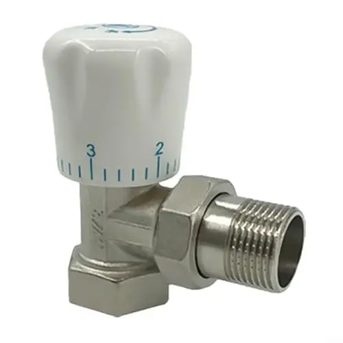 Produktbild: CWOQOCW Thermostatisches Heizkörperventil, 15 mm Winkel-Heizkörperventil mit Lockshield Radkopf für Heizkörper 1,9 cm Standardgewinde (B)