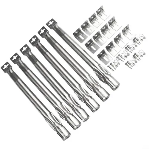 Produktbild: CWOQOCW Universal-Brenner-Set aus Edelstahl, 6-teilig, für Gasgrills, Länge 35–42 cm, einziehbar, für Outdoor-Koch- und Essgeräte, Gasgrill-Brenner, Rohr-Ersatz