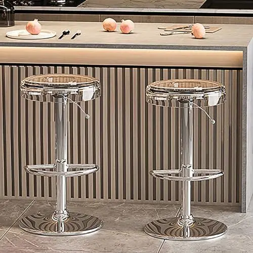 Produktbild: Cxlly Durchsichtige Barhocker aus Acryl, 2er-Set, drehbare Barhocker in Thekenhöhe, Moderne verstellbare Barstühle, hoher Hocker für Kücheninseln ohne Armlehnen(Clear+Clear)