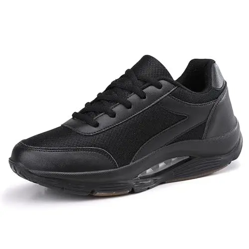 Produktbild: CXWRZB Damen Sneaker Plateau mit Keilabsatz Sportliche Freizeitschuhe Luftpolster Walkingschuhe Schwarz Mesh F 39 EU