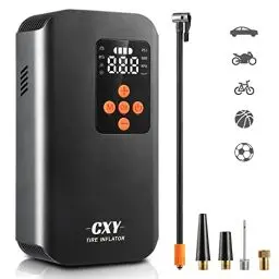 Produktbild: Cxy Elektrische Fahrradpumpe - 7500mAh, 150 PSI, Tragbare Mini Luftkompressor mit Manometer, USB & LED-Licht, Ideal für Auto, Motorrad, E-Bike und Bälle - Kompakt & Multifunktional