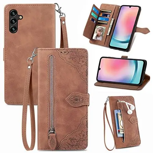 Produktbild: Cxzaqwer Handyhülle Kompatibel with Samsung Galaxy A25 5G,Flip Wallet PU Lederhülle Klapphülle Magnetische (Standfunktion) (Kartenfächern) Schutzhülle für Galaxy A25 5G Braun