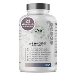 Produktbild: CYB | A-Z 50+ Multivitamin Tabletten - Vitamin A-Z - Nährstoffe für Ältere Menschen - 120 Tabletten 4 Monatsvorrat - Lutein - Coenzym Q10 - Biotine - Folsäure - Vegetarisch
