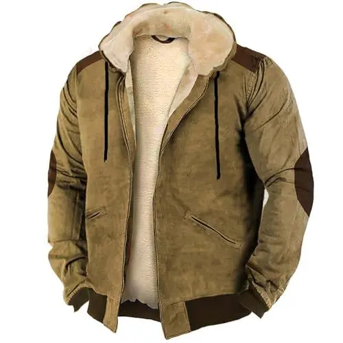 Produktbild: black friday deals 2024 fleecejacke herren herren jacke übergangsjacke herren lang teddy jacke herren winter stehkragenjacke jacke baumwolle gelber regenmantel rennrad jacke herren winter