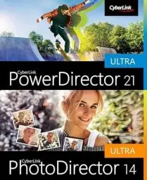 Produktbild: CyberLink PowerDirector 21 Ultra&PhotoDirector 14 Ultra, benutzerfreundliches Videobearbeitungsprogramm für PC, Greenscreen, Screen Recorder, leistungsstarkes Bildbearbeitungsprogramm (Download)