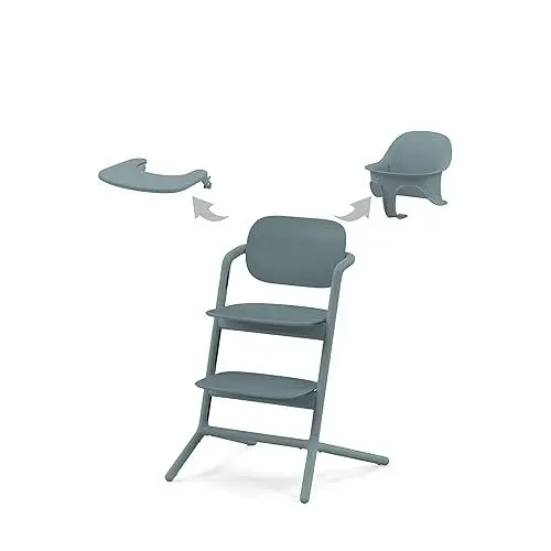 Produktbild: CYBEX Gold LEMO Hochstuhl 3in1-Set, Mitwachsend, 6 Monate - 99 Jahre, Verwendbar ab Geburt durch separaten Gold Bouncer, Inkl. Baby-Set und Snack Tray, Buchenholz/Aluminium/Kunststoff, Stone Blue