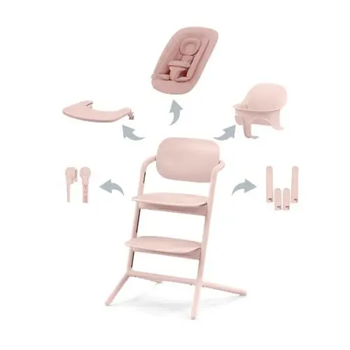 Produktbild: CYBEX Gold LEMO Hochstuhl 4in1-Set, Mitwachsend, 0 - 99 Jahre, Ab Geburt, Inkl. Bouncer Nest, Baby-Set, Snack Tray, Neugeboreneneinlage und Adapter-Set, Buchenholz/Aluminium/Kunststoff, Pearl Pink