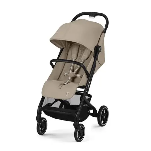 Produktbild: Cybex Gold Kinderwagen Beezy mit One-Pull Harness, Ab Geburt bis ca. 4 Jahre (max. 22 kg), Kompakt und ergonomisch, Almond Beige (Beige mit schwarzem Rahmen)