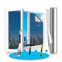 Produktbild: Cycbiki Spiegelfolie Fenster Sichtschutz 100 * 200cm reflektierende Selbsthaftend Sonnenschutzfolie Fensterfolie Blickdicht von aussen UV Schutz Rückstandslose Thermofolie Fenster Gegen Hitze Silber