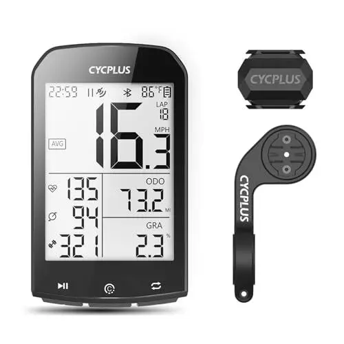 Produktbild: CYCPLUS Fahrradcomputer GPS Wireless, 2,9 Zoll Bildschirm ANT+ Fahrradcomputer GPS mit Bluetooth Funktion.Fahrrad Tachometer Geschwindigkeit/Trittfrequenzsensor Radfahren Mount 3 in 1 verpackt