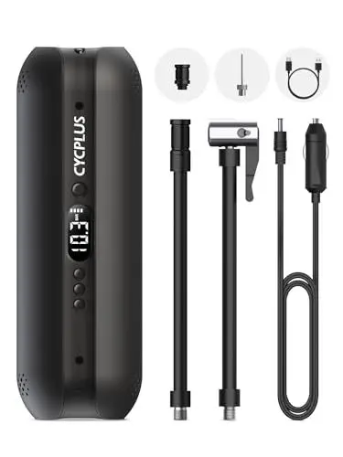 Produktbild: CYCPLUS Luftpumpe,12V DC/AC 2-in-1,Max I50PSI Automatische Abschaltung Elektrischer Kompressor Tragbar Fahrradpumpe Mini Reifenpumpe für alle Fahrräder Motorräder und Autos