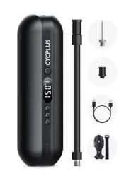 Produktbild: CYCPLUS Luftpumpe I50PSI Elektrischer Kompressor Tragbar Fahrradpumpe Mini Reifenpumpe mit Digital LED Anzeige LED Licht Wiederaufladbarer Li-ionen für alle Fahrräder Motorräder und Autos