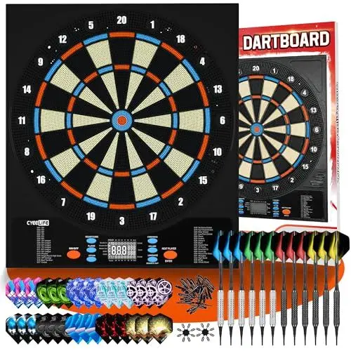 Produktbild: CyeeLife Elektronisch Dartscheibe mit Dartpfeile Set und Zubehör,Batterie/Adapter/deutsch-English 3-Sprachenwechsel,ZD01G