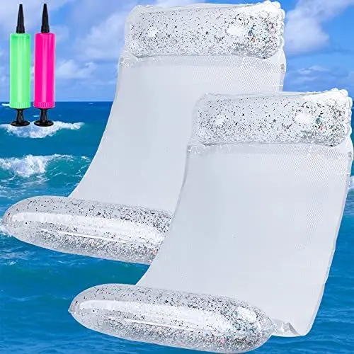 Produktbild: CYFIE 2 Stück Wasserhängematte Erwachsene，Aufblasbares Pool Wasserhängematte mit Luftpumpe，4 in1 Wasser Hängematte Loungesessel Pool Lounge Luftmatratze Wasserhängematte