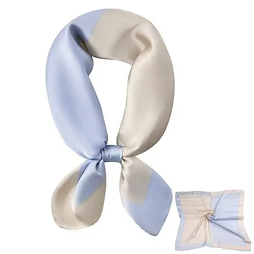 Produktbild: Cyiecweu Seidenschal Damen, Leichter Seidenschal, Bandana, Halstuch, Kopftuch, Eleganter Schal, Geschenk für Frauen/Mutter/Großmutter (Blau Gelb)