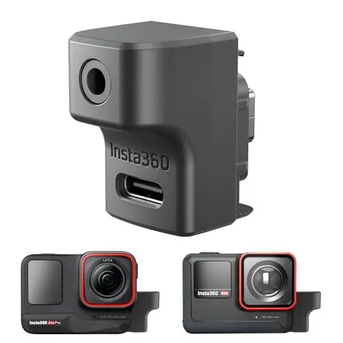 Produktbild: CYNOVA ACE PRO 2 Mic Adapter für Insta360, Kompatibel mit insta360 Ace pro Support Capture Audio 3.5mm USB-C Port Action Kamera Insta360 ACE Pro 2 Zubehör