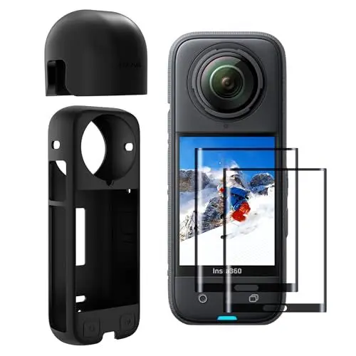 Produktbild: CYNOVA Insta 360 x4 Displayschutz für insta360 x4 Zubehör, inklusive Insta 360 x4 Linsenkappe, Insta 360 x4 Glas Objektivschutz und Schutzhülle für Insta360 x4 Action Kamera