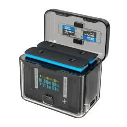 Produktbild: CYNOVA Schnellladenabe für Insta360 X4 Batterie, 30W Dual Ladegerät OLED Bildschirm Intelligente für Insta360 X4 Zwei-Wege-Ladekoffer mit 12W Ausgang, Insta360 X4 Zubehör（Batterien Nicht enthalten）