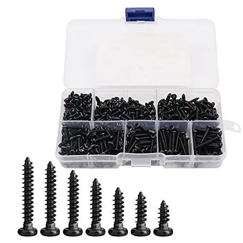 Produktbild: CYUaoao M3 Flachkopf Selbstschneidende Schrauben Kits 500 Stück Maschinenschrauben Befestigungselemente Selbstschneidende Mini Holzschraubensatz Kohlenstoffstahl für Reparatur von Kleinteilen