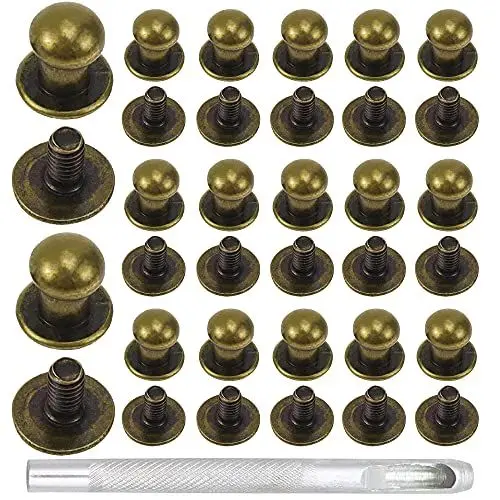 Produktbild: CYUaoao Nieten 40 Stück Runder Kopf Massives Schraube Punktnagelnieten für Ledernieten Gold Leder Handwerk Rundkopf Nagel Nieten Messing für Leder